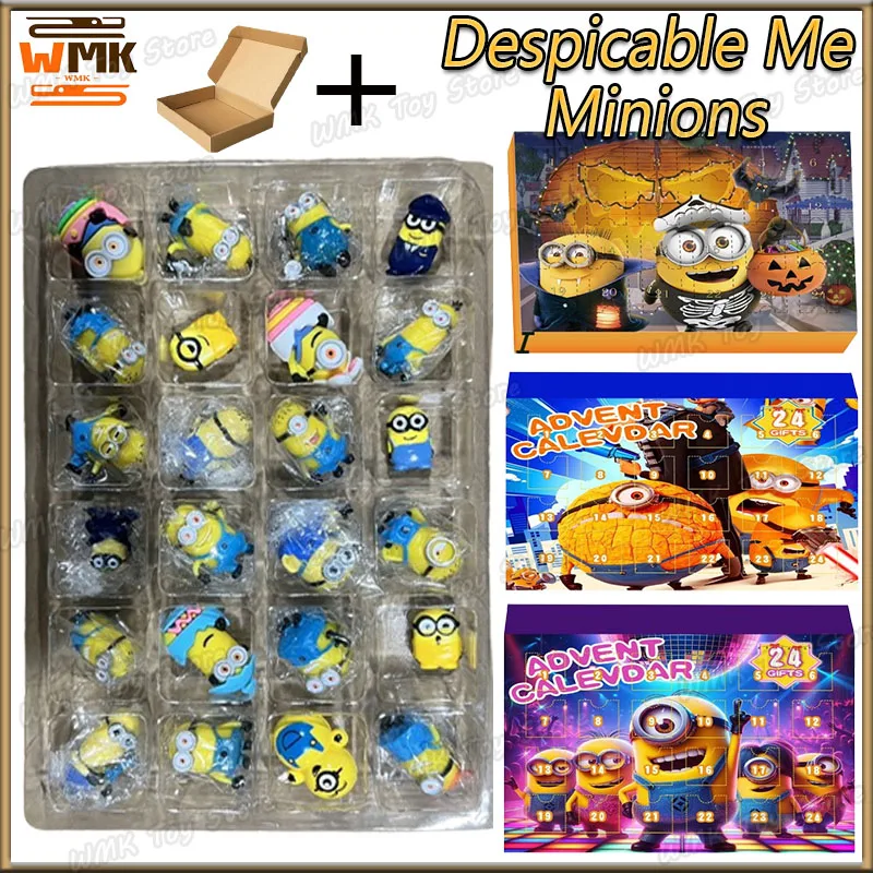 Miniso Despicable Me Minions 24day Christmas Advent Calendar Box Minions Action Figures Model Toy Collection For Kids Gifts