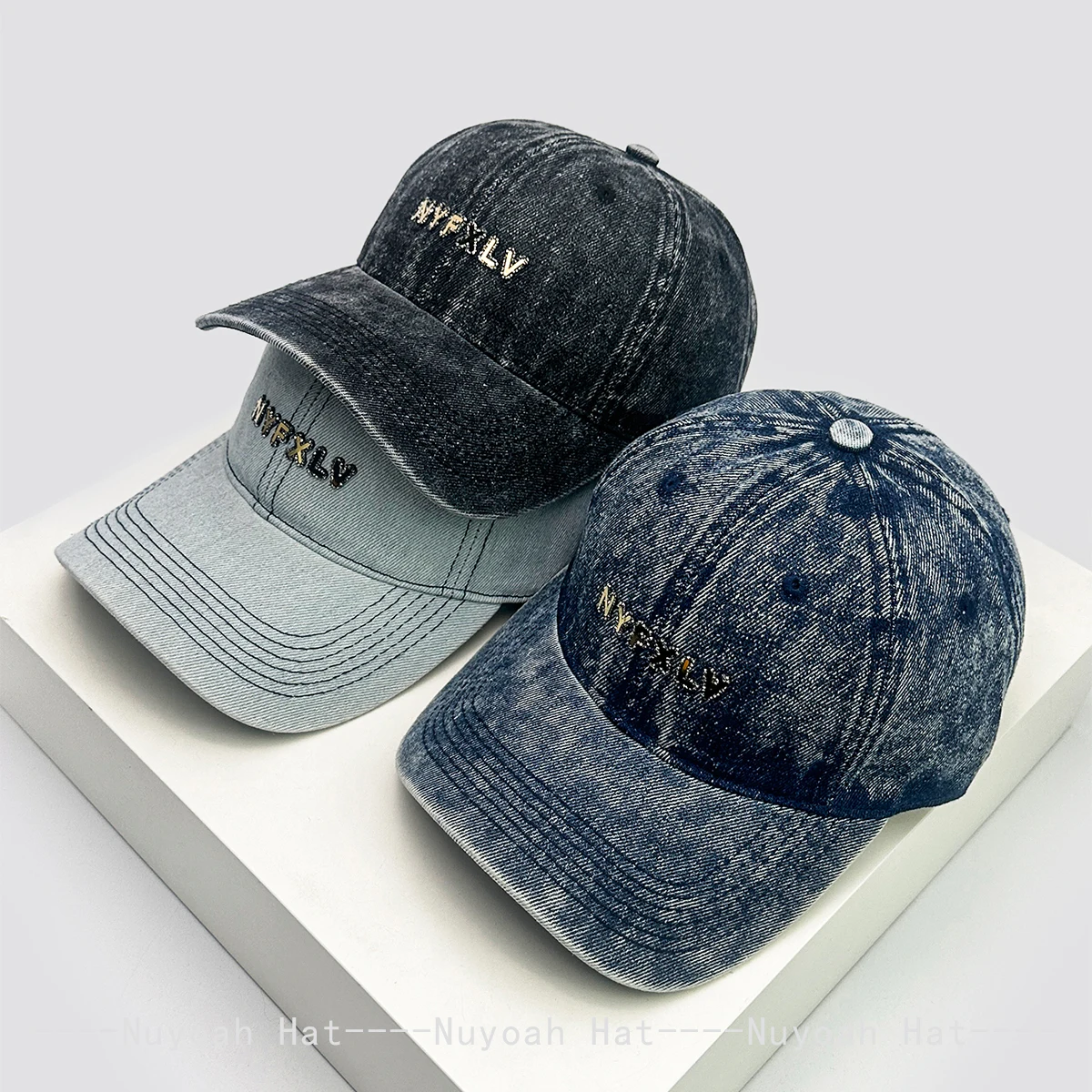 

New Men Women Denim Simple Metal Label Letters Baseball Hats Sunshade Personal Versatile Outdoor Peaked Caps Casual Fashion ins