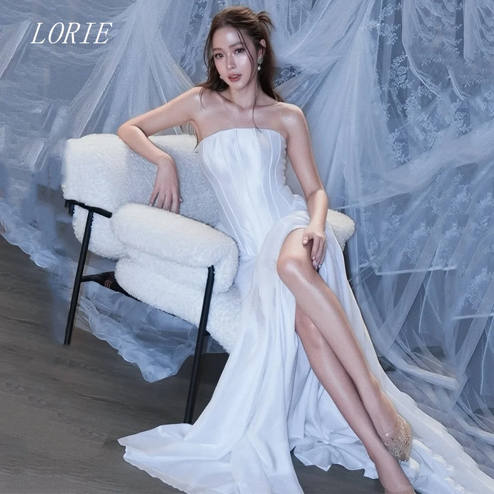 

LORIE Luxury Illusion Corset Wedding Dress Strapless Bridal Dresses Side Silt Sleeveless Wedding Gown Customized 2026