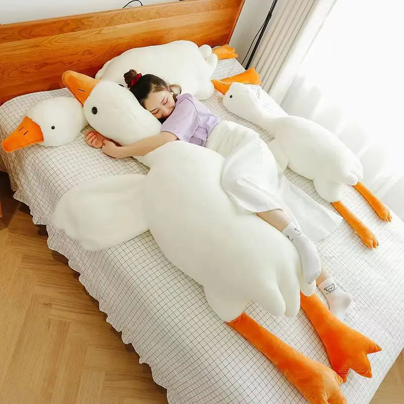 90/130/160/190cm plush baby goose stuffed animal throw pillow for large sofa, for bedtime companionship, plush pillow as a gift