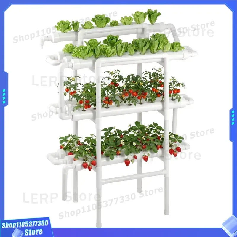 90 Hole 3 Layer UPVC Hydroponic System Kit With Timer Irrigation And Shading Net For Indoor Vertical Garden Planting Tower