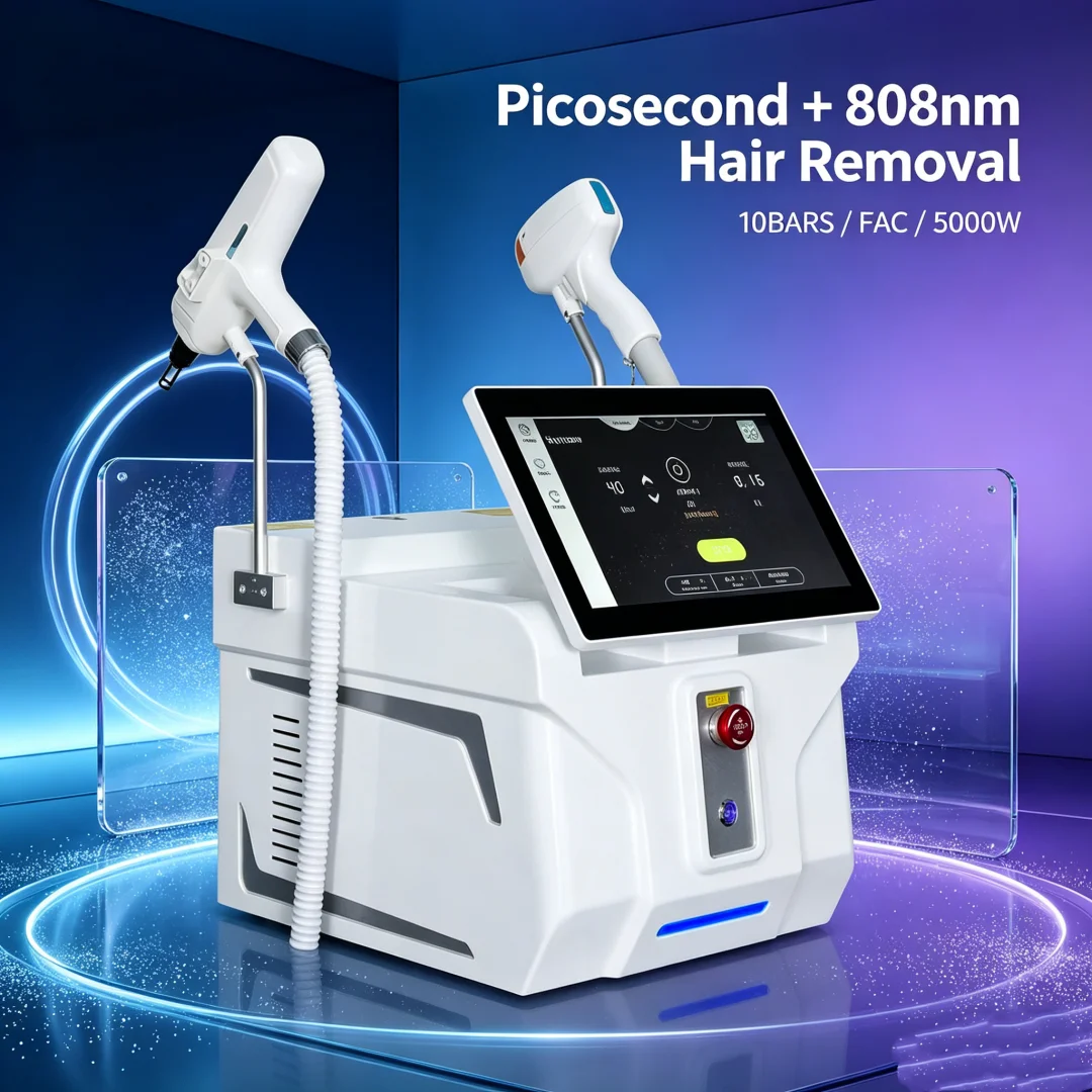 Professional 808nm Diode Lase Hair Removal Picosecond Nd Yag Lase Tattoo Pigment Removal 2‑in‑1 Multifunctional Salon Beauty M