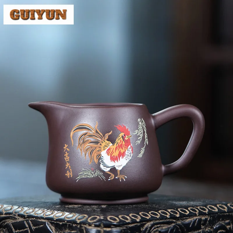 

280ml Yixing Zisha Wealth Zodiac Chicken Tea Pitcher Divide Tea Cha Hai Dispenser Justice Cup Fair Mug Teaware Accessories Gift