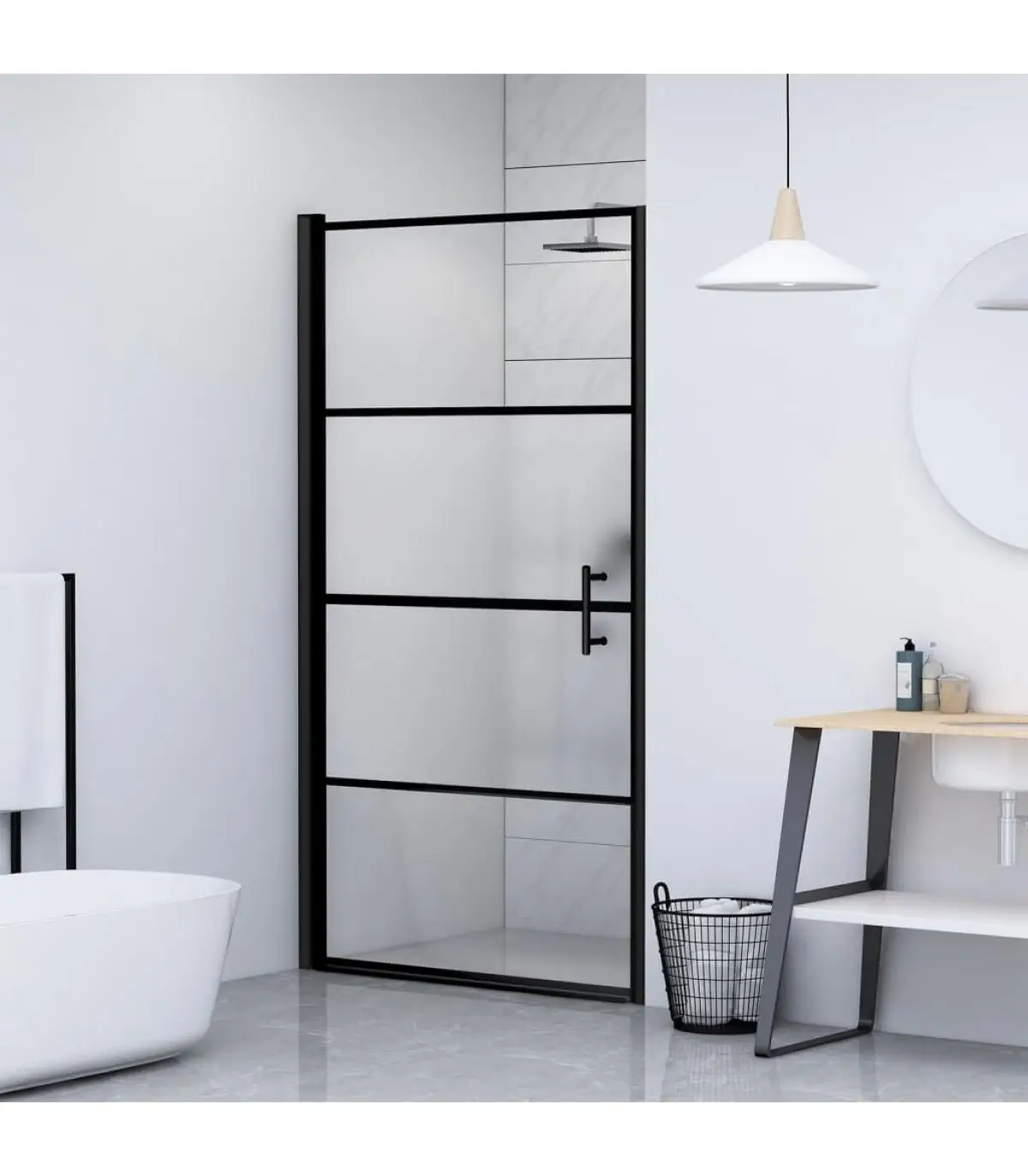 Shower doors shower door semi-frosted glass black 100x178 cm