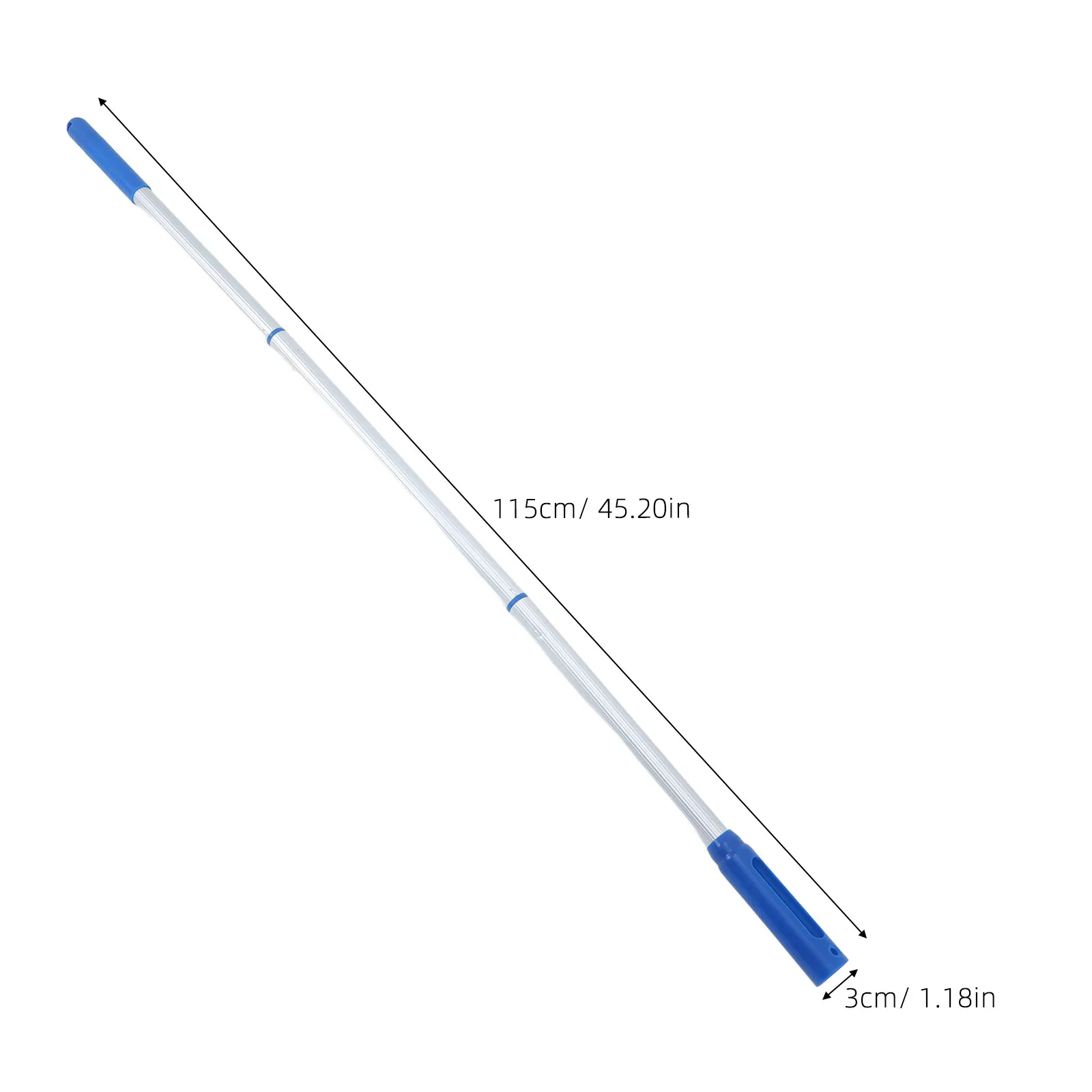Detachable Aluminum Pool Rod 3-Section Adjustable Telescopic Swimming Pole for Skimming Cleaning Various Pool Depths Efficient