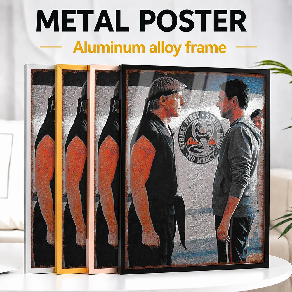 Cobra Kai Daniel Vs. Johnny Metal Poster With Aluminum Alloy Frame Personalized Photo Dynamic Fight Style Wall Art For Bedroom