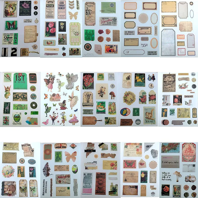 414Pcs Vintage Stickers for Journaling 20 Scrapbook Papers Scrapbooking Ephemera Sticker Book for Journaling Scrapbooking Supply