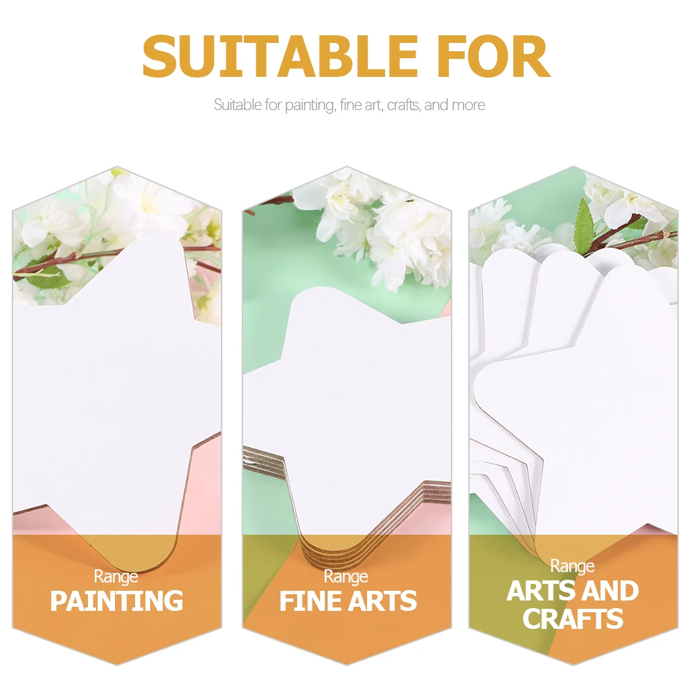 

10pcs Star Shaped Oil Painting Board Round White Canvas for Students Artist Panels Cotton Drawing Boards Acrylic Paint