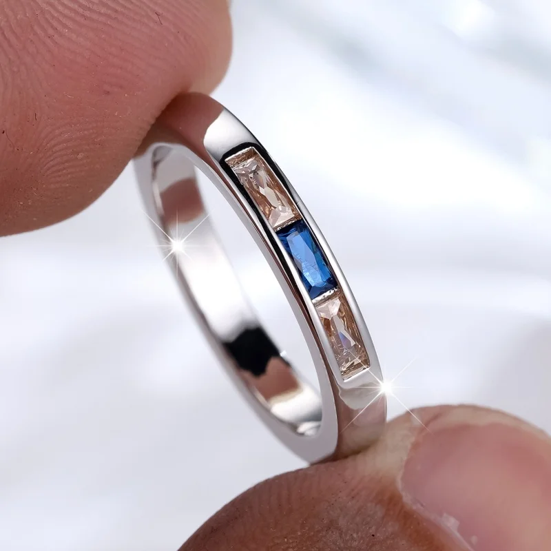 2026 High End Exquisite Design Blue and White Zircon Ring, Versatile for Commuting, Valentine's Day Gift for Girlfriend Jewelry
