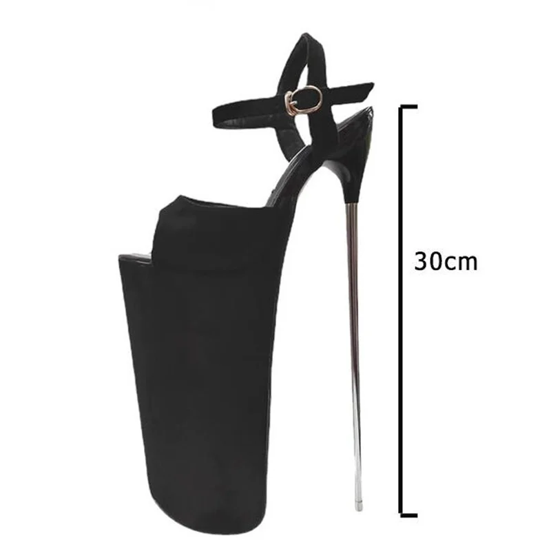 Summer Female Narrow Band 12 Inches Sandals Women Platforms Shoes 30cm Ultra High Thin Heels RED Cosplay Steel Pipe Dance Pumps