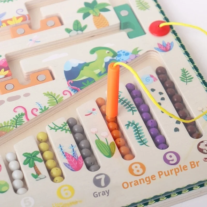 Kindergarten Lernspielzeug Labyrinth Gehperlen Holz Farbklassifizierung Orgelspielzeug