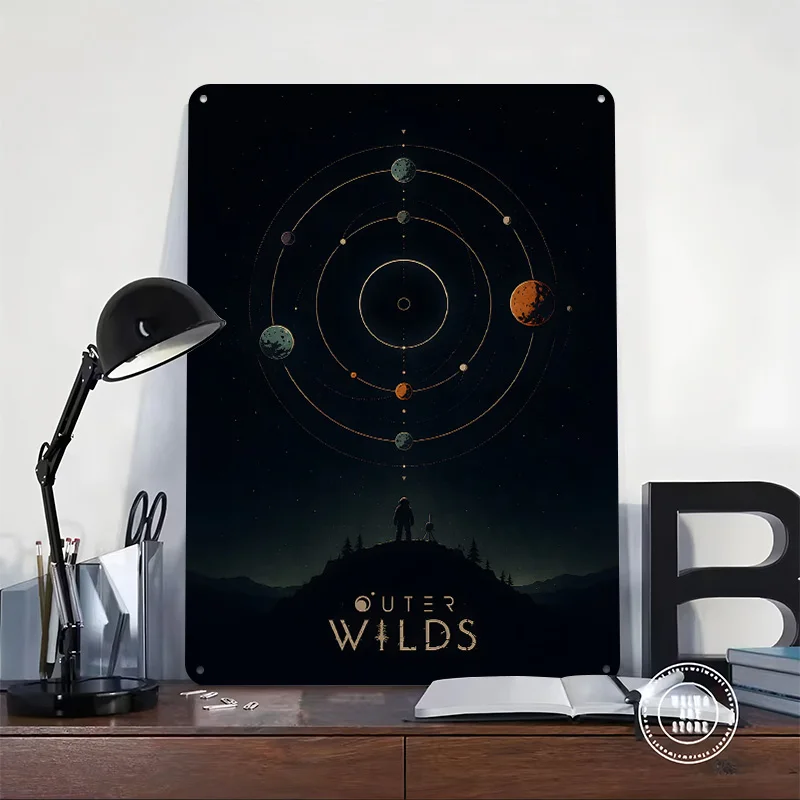Outer Wilds Game 3D Printed Texture Poster Personalized Wall Art Retro Metal Tin Signs for Decoration Room Decor Luxury Home Man