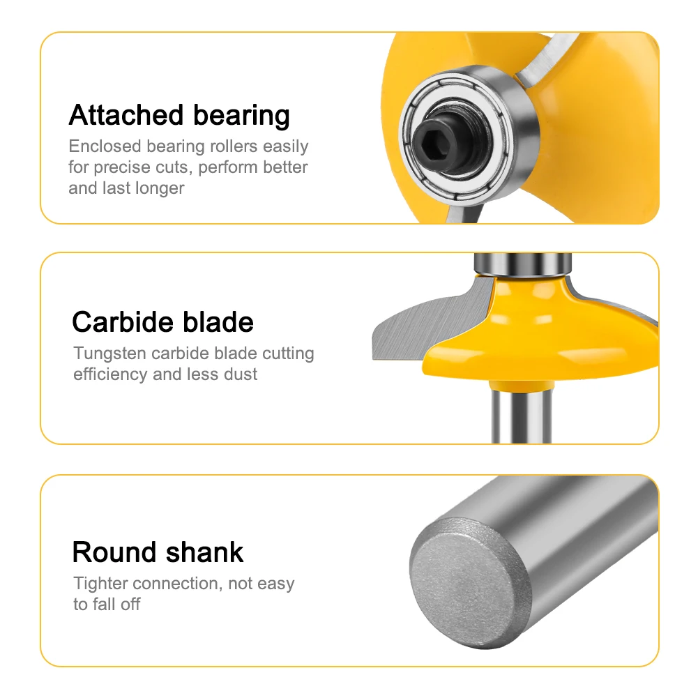 1-4PC 8mm 12mm 1/2inch Shank Drawer Front & Cabinet Door Front Router Bit Set - woodworking cutter woodworking bits