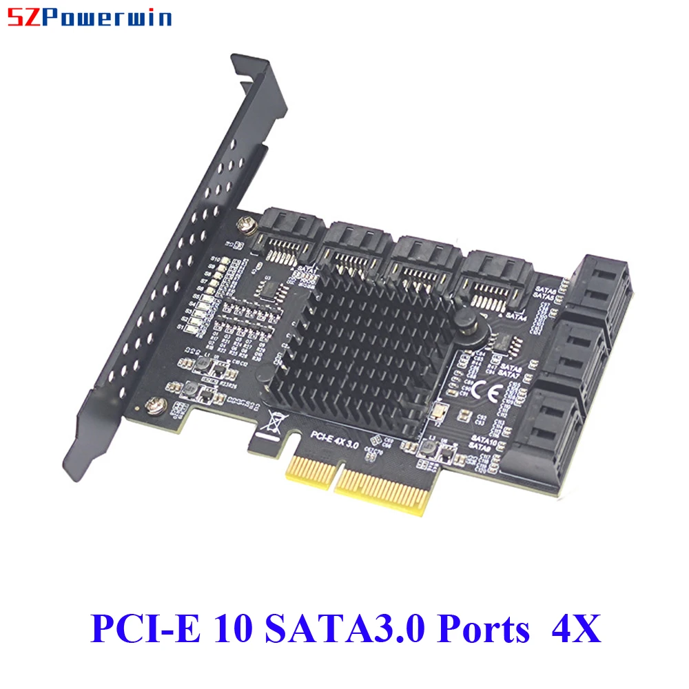 Powerwin PCI-E 3.0 GEN3 PCIE TO 6/8/10 SATA3.0 Ports 1X 4X 8X 16X Riser Hard Disk 6G Expansion Card Xiangshuo ASM1166 LED Light