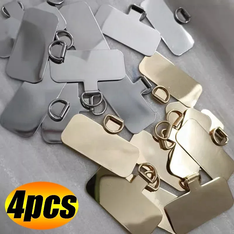 

1-4pcs Sturdy Metal Mobile Phone Lanyard Gasket Patch 0.3mm Ultra Thin Phone Sling Rope Card Clip Snap Strap Hanging Cord Tab