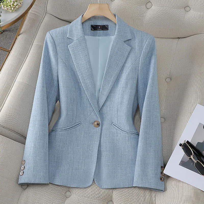 

New Ladies Formal Blazer Women Long Sleeve Single Button Slim Business Work Jacket Coat Female Spring Autumn Suit Jacket Outwear