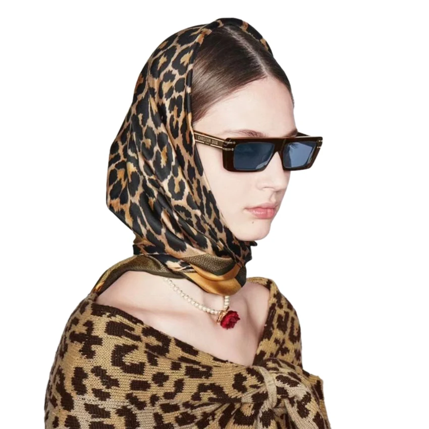 BYSIFA| Fashion Grey Black 100% Silk Scarf Hijiab Summer Beach Shawls Scarves Fall Winter Leopard Printed Long Scarves Wraps