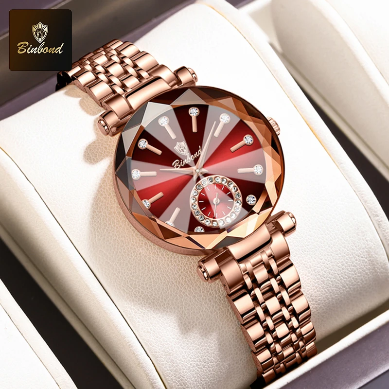 

BINBOND New Fashion Elegant Watch Luxury Quartz Women Watches Waterproof Luminous Date Heart Of The Ocean Design Ms.Wristwatch