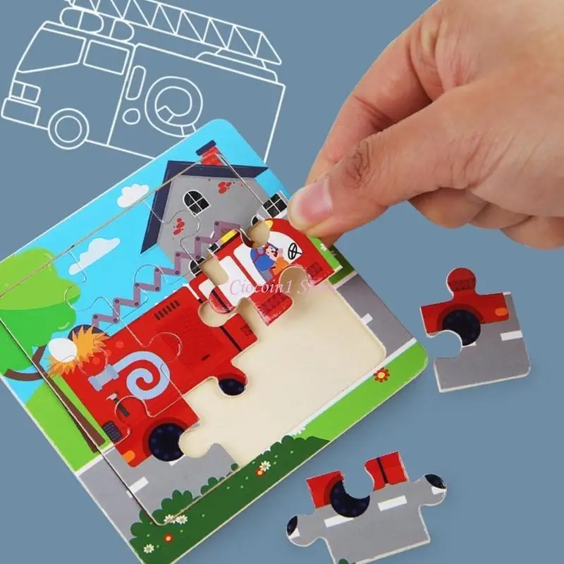 Y1UB 9PCS Early Education Animal Puzzles Learning Playset Toy Set Educational Game