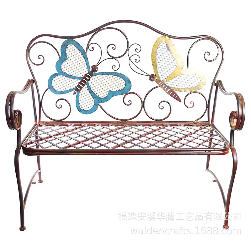 Creative butterfly back detachable wrought iron sofa chair outdoor leisure bench