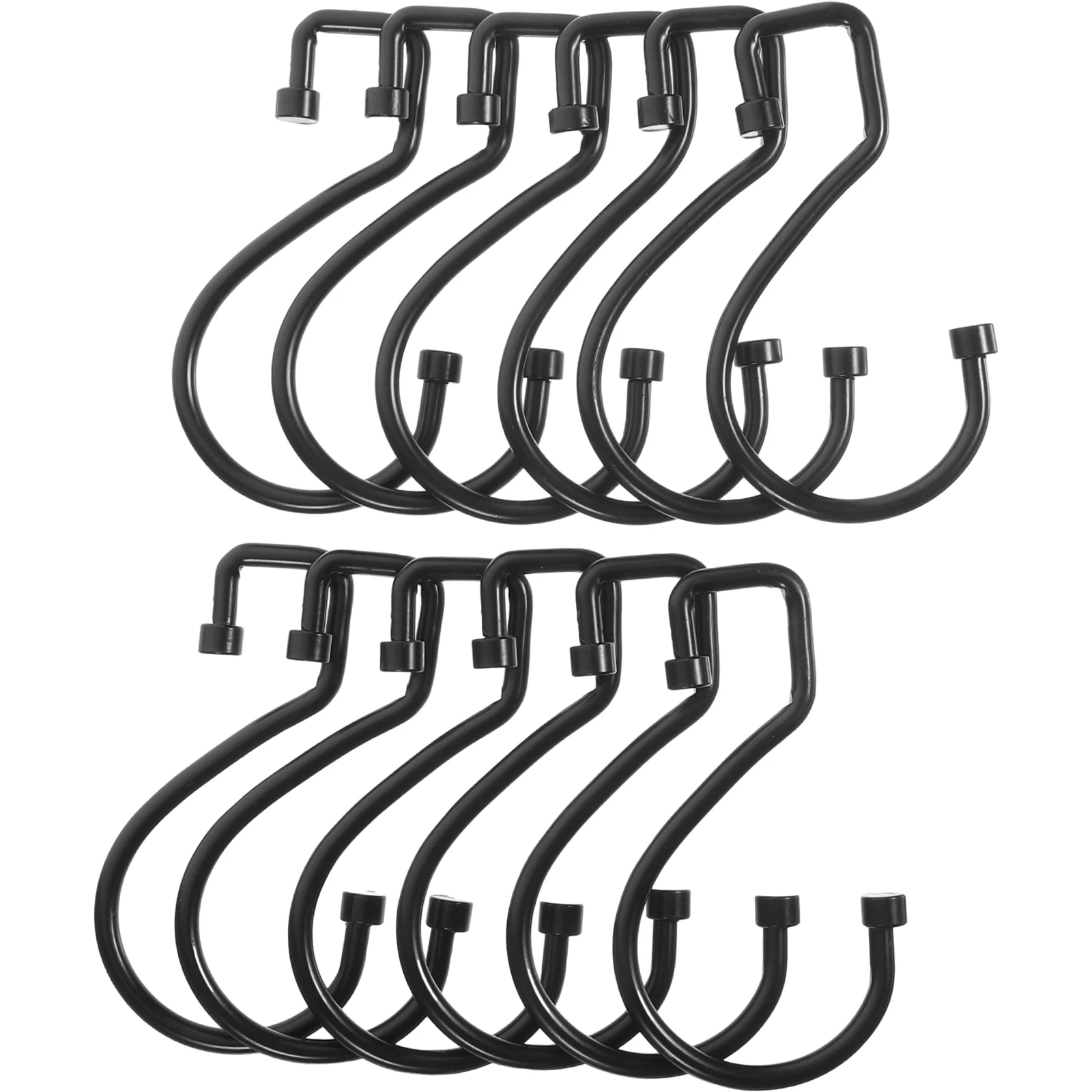 

12pcs 12 Black Heavy Duty Shower Curtain Hooks Round Cylinder S Shape Hangers for Bathroom Towel Cabinet Organization Durability