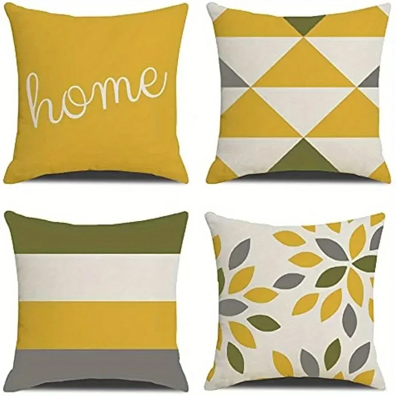 

Home Decor Geometric & Leaf Pattern Decorative Pillow Covers Pattern Cushion Cover Suitable for Sofa Bedroom Car Pillow Cover