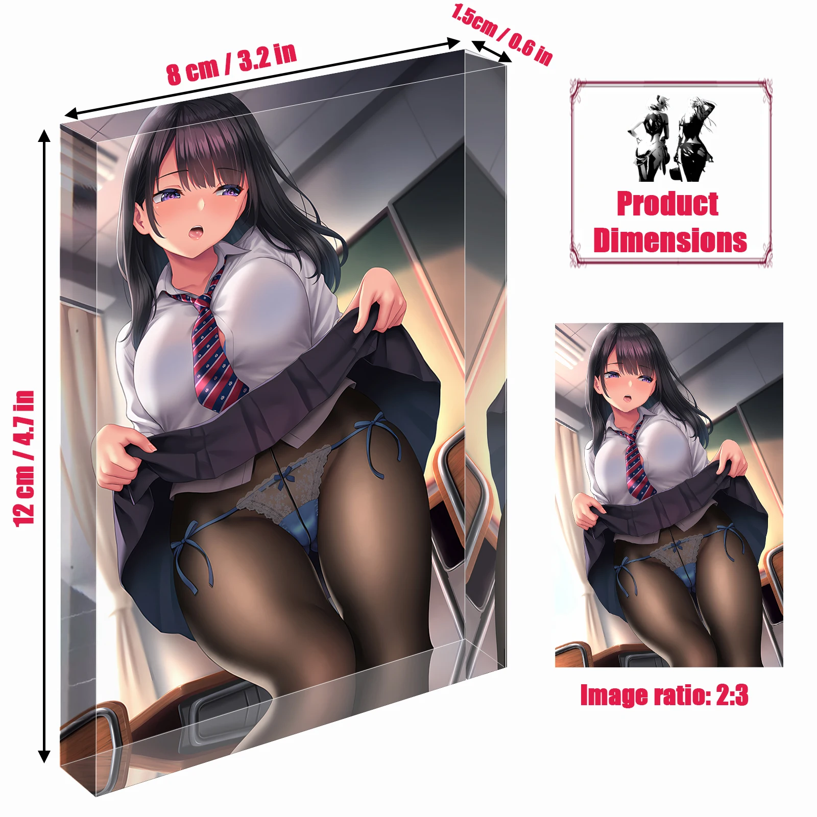 مثير JK Waifu جوارب طويلة أنيمي فتاة كتلة الاكريليك ، تلميذة الفن الوقوف ، مخصص تحصيل مكتب ديكور ، Otaku هدية