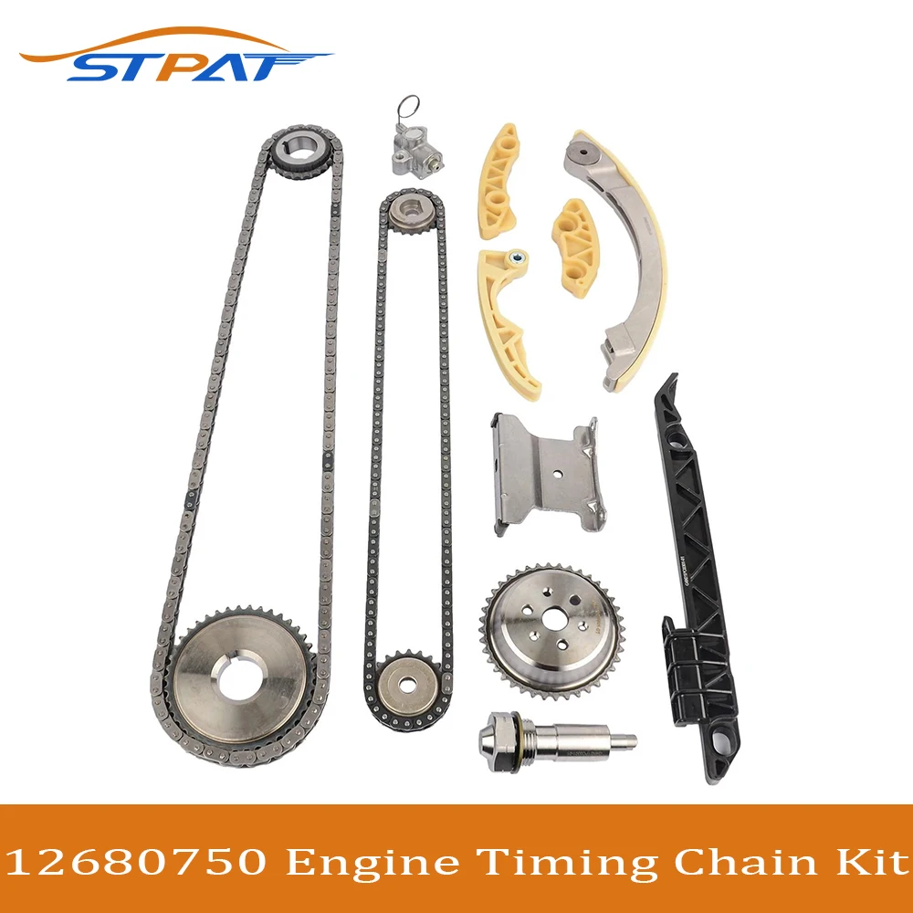 

STPAT AP02 Engine Timing Chain Kit w/Chain Guide Tensioner Sprocket For Buick Chevy GMC Pontiac Saab Saturn 12680750 9-4201S/SX