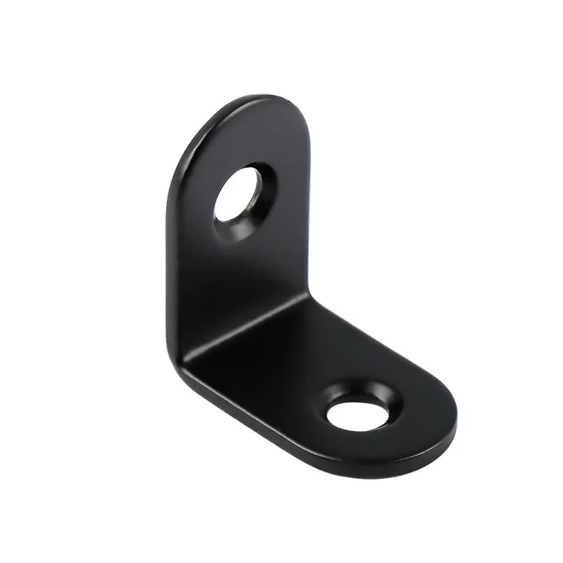 10pcs Stainless Steel Supporting Black L-Shaped Brackets With Fixing Right Angle Corners Brace Furniture Hardware