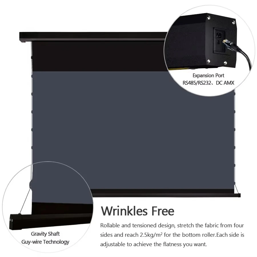 92-150 Inch 4K ALR Tab Tension Motorized Projection Screen Ambient Light Rejecting Screen for UST Ultra Short Throw Projector