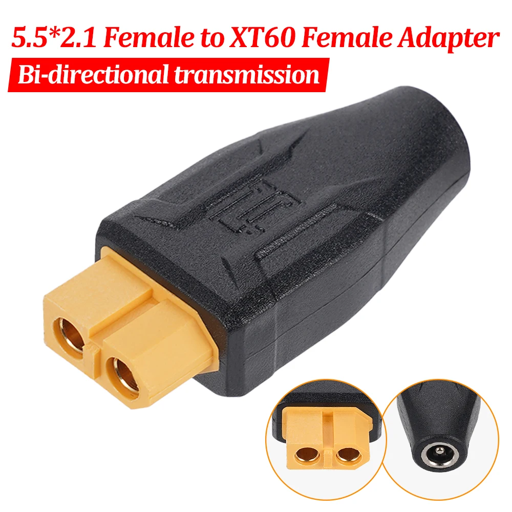 XT60 Female Head Turn 5.5x2.1 Female DC Male/Female Wireless Connector Plug Adapter DC Power Two-Way Output Adapter