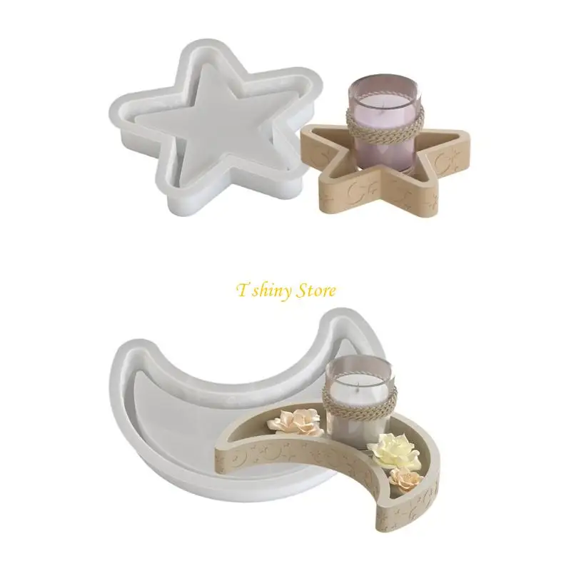 N58F قالب سيليكون متين مرن لمستلزمات الحرفية Star and Moon Strays مناسبة لجميع الأعمار الاستخدام اليومي زخرفة المنزل