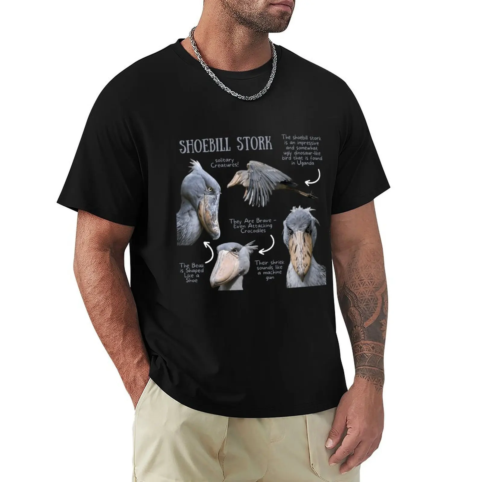 Shoebill Stork Fun Fact T-Shirt Casual Street Style Short Sleeve Tee