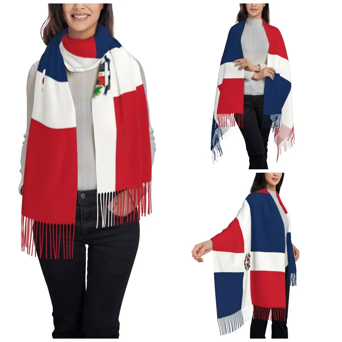 Dominican Republic Dominica Flag Shawl Wrap for Ladies Winter Warm Large Long Scarf Pashmina Shawl Scarves