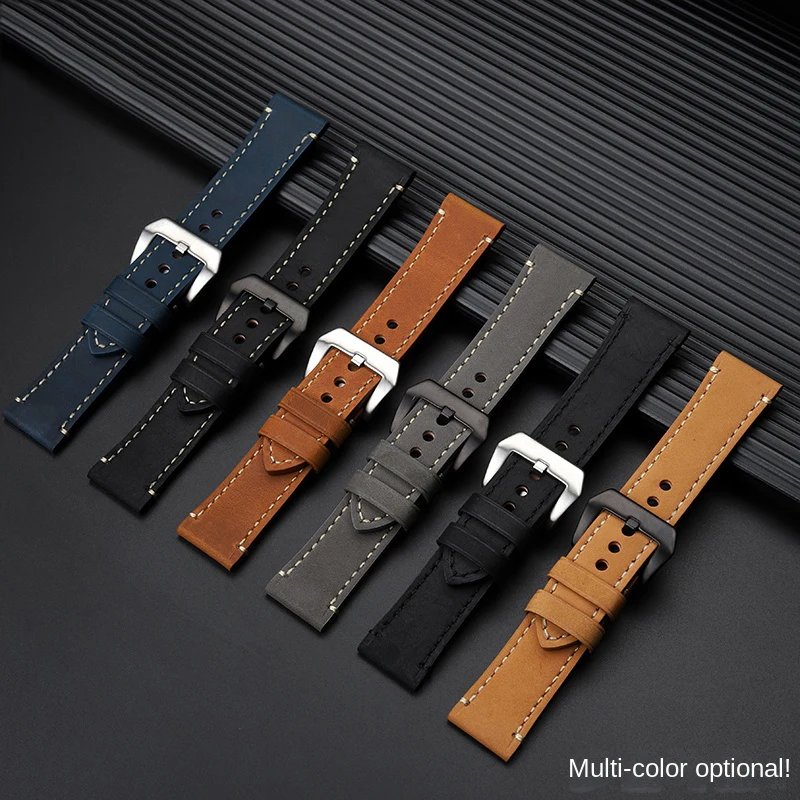 Leather Straps For Panerai PAM441 386 PAM111 Luminor Watch parts Men's Strap 22mm 24mm 26mm Watch Bands Cowhide Replace Bracele