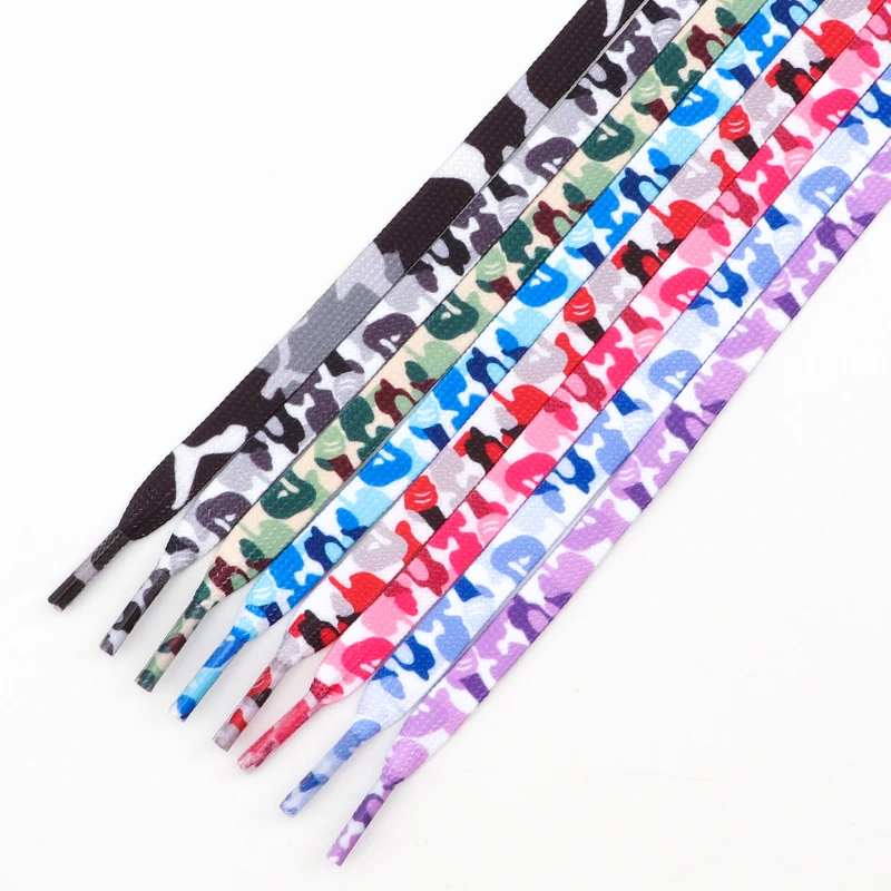 Flat Shoelaces For Sneakers Colorful Shoe Laces Camouflage Print Boot Men and Women Leisure Shoes Lace Shoestring 8 Colors