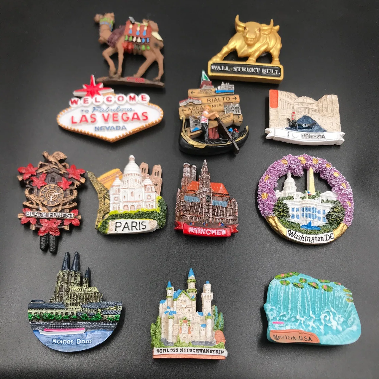 Aimant souvenir de réfrigérateur du patrimoine culturel mondial, accessoires de décoration pour la maison, Las Vegas, USA, Washington, Italie, Allemagne, France, Paris, Syrie