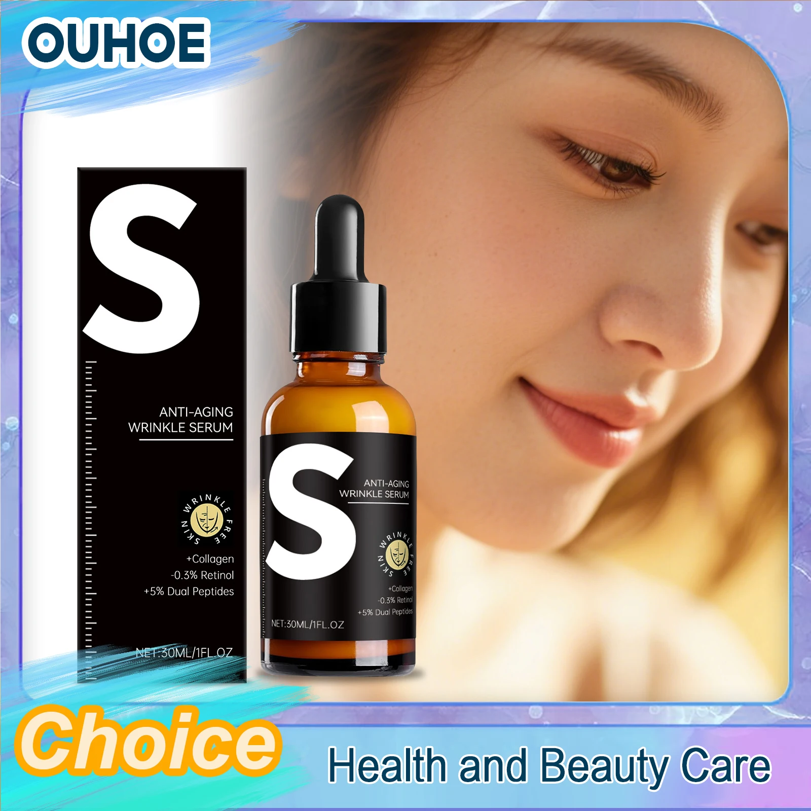 Retinol Essence Moisturizes Hydrates Brighten Balance Water Oil Shrinking Pores Nourishes Smooth Lifting Tightening Facial Serum