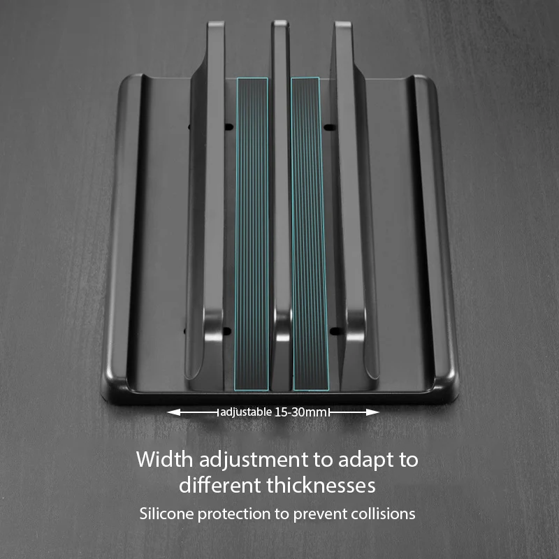 4in1 Dual-Slot Adjustable Vertical Laptop Stand ABS Plastic Space-Saving Holder for MacBook Chromebook Surface HP Dell Book iPad