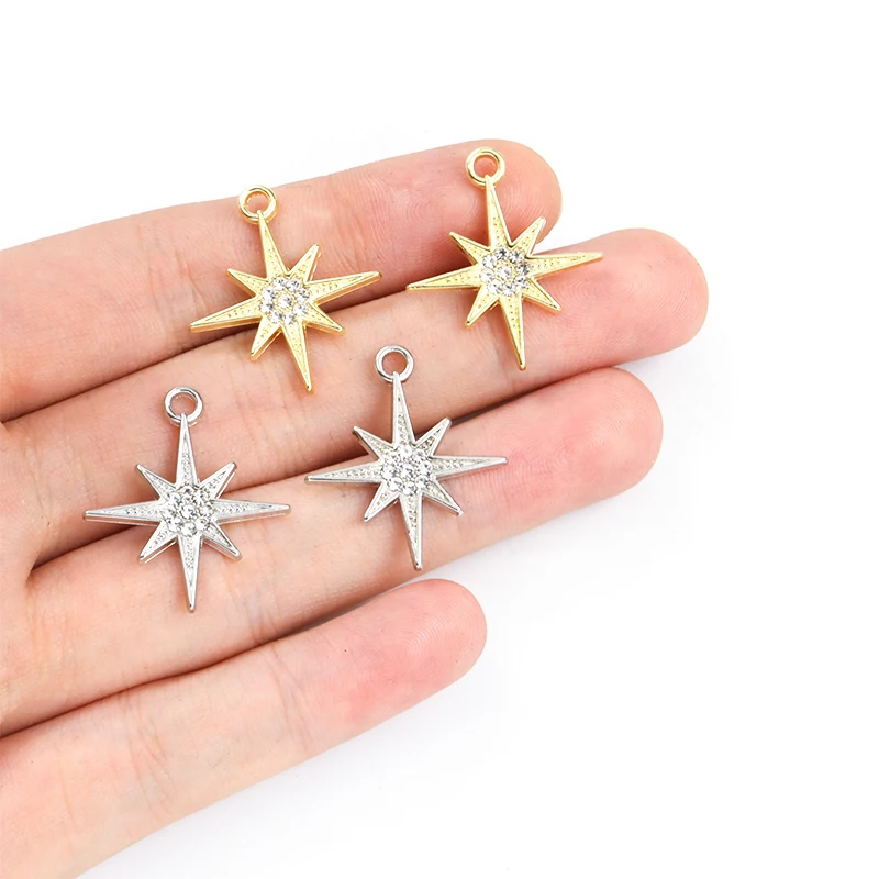 10pcs Fashion Crystals North Star Charms Shining Star Rhinestone Pendant Jewelry Making DIY Bracelets Necklace Earrings Supplies