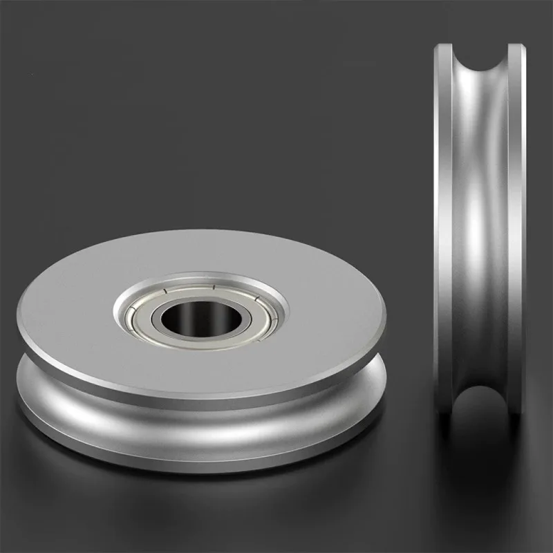 U-shaped Aluminum Alloy Track Guide Wheel Driven Wheel with Bearing Guide Belt Roller for: 4~8mm Belt Outer Diameter 30~60mm