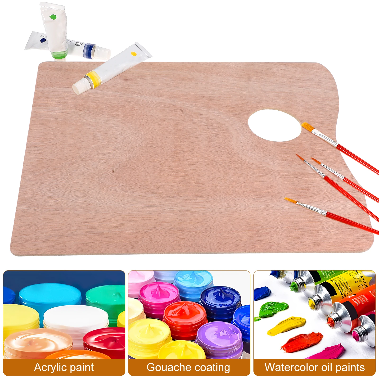 

Oil Painting Palette Acrylic Tool Artist Paints with Thumb Hole Mix Plate Mixing Tray