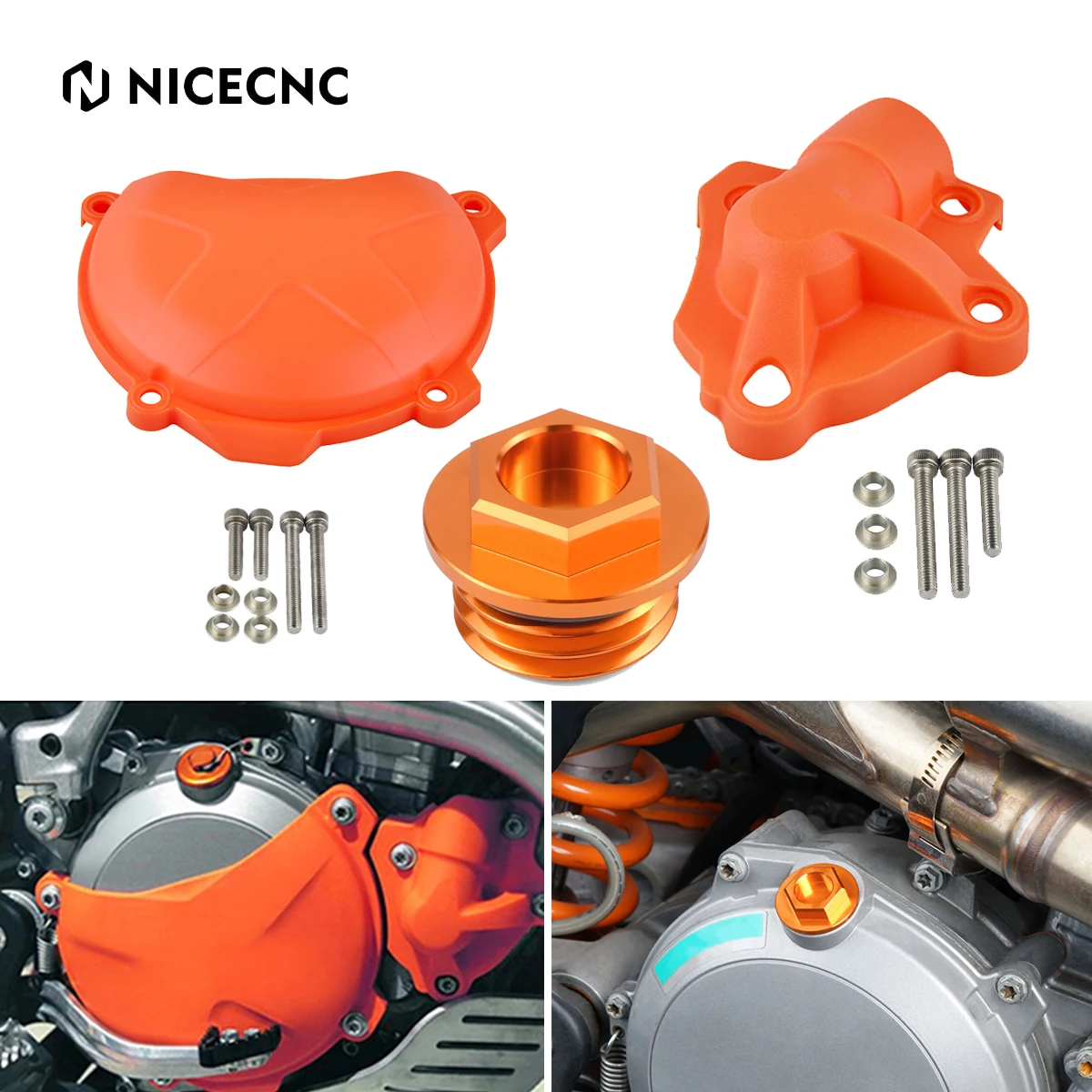 Clutch Cover Water Pump Guard Protector Oil Fuel Filler Cap for KTM 250 350 SXF EXCF XCF XCFW Freeride SIX DAYS SX-F EXC-F XCF-W