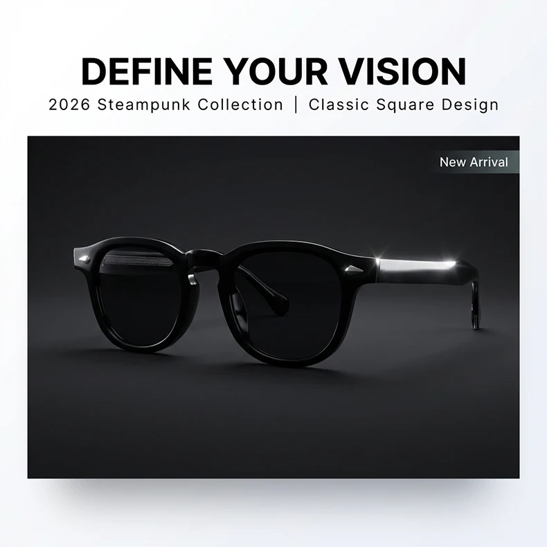 2026 Modische Vintage Quadratische Sonnenbrille für Herren – Klassische Kleine Runde Rahmen-Sonnenbrille mit Nieten – Luxuriöse Designer-Sonnenbrille mit Farbwechsel-Funktion – Detail 1