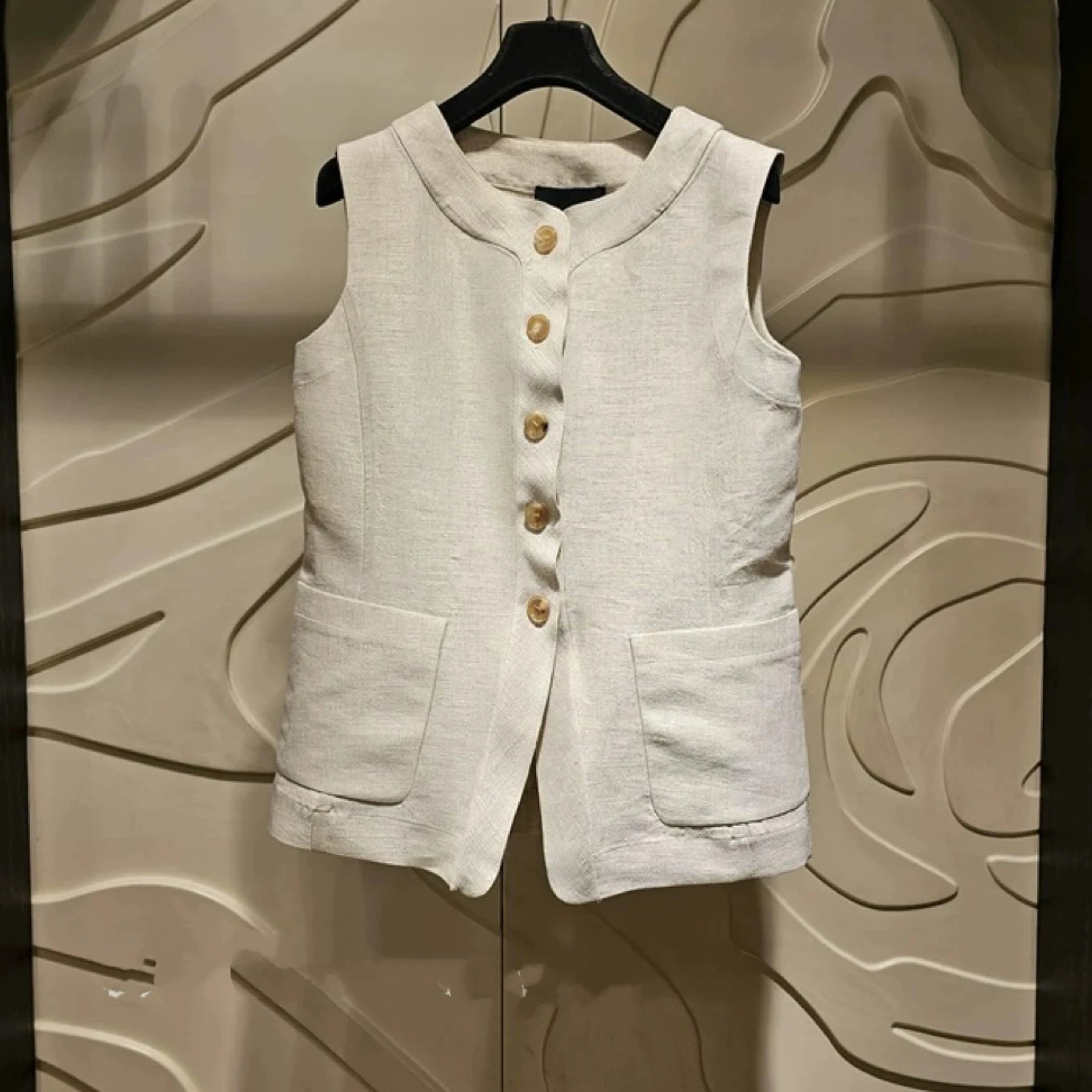 طقم سترة وتنورة طويلة من الكتان عالي الخصر من Faionable مجموعة كورية واحدة LNVN 2025 تنورة نسائية صيفية من Ele