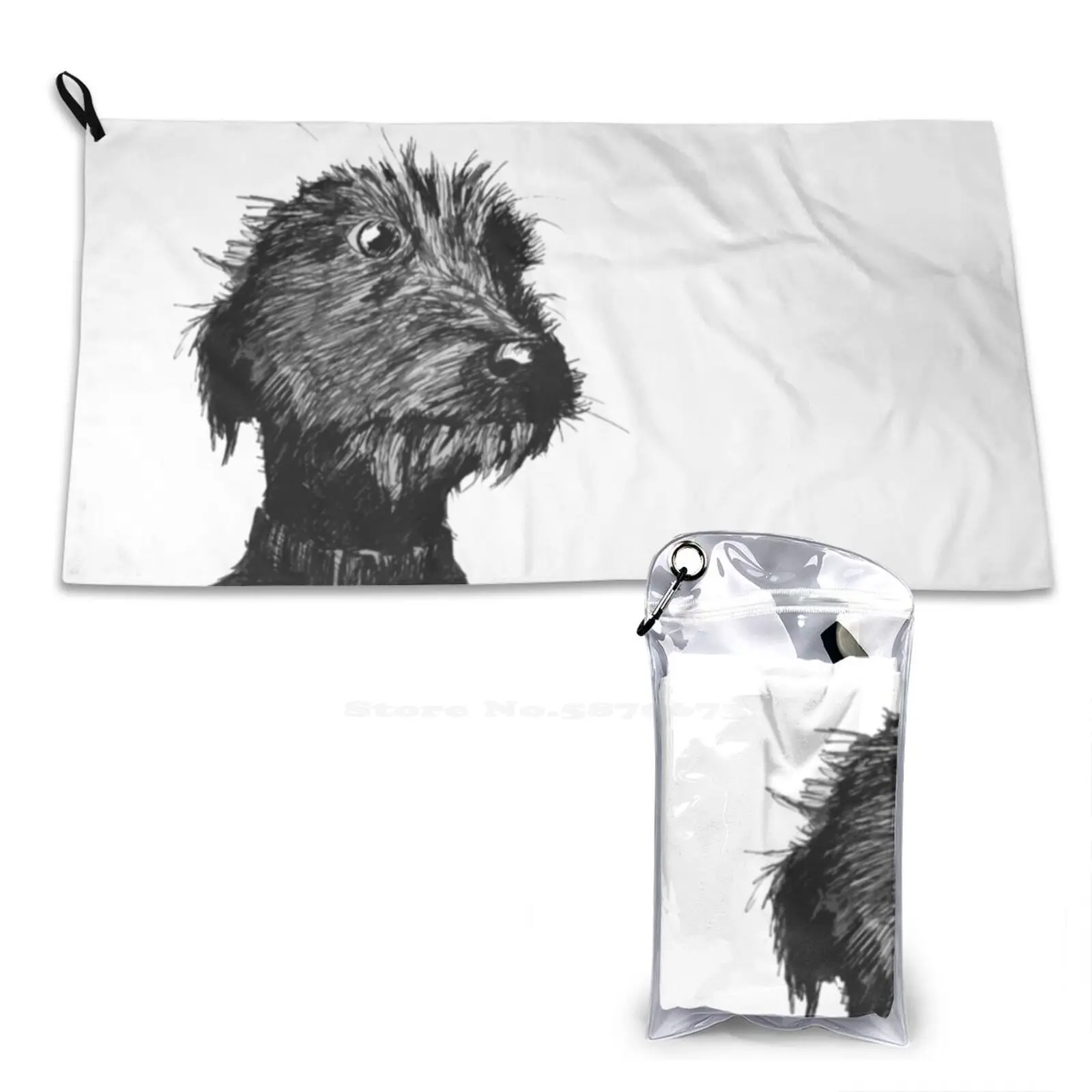 Dog 3D Print Bath Towel Strong Water Absorption Dog Portrait Sad Cute Deer Hound Puppy Moody