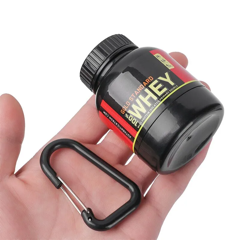 Portable Protein Powder Bottle Medicine Powder Bottle Carabiner Bucket Powder Box Mini Portable Keychain One Cup