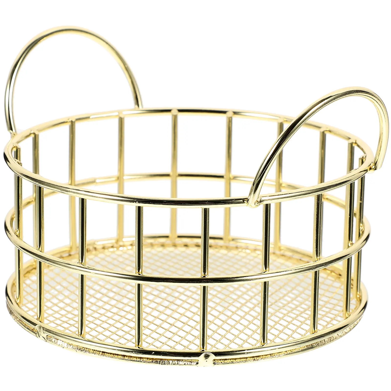 Metal Wire Storage Basket Round Shape Strong Iron Material for Tabletop Desk Fruit Snack Candy Organizer Home Kitchen Sundries