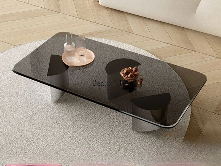 

*Living room household rectangular modern light luxury tempered glass suspended coffee table