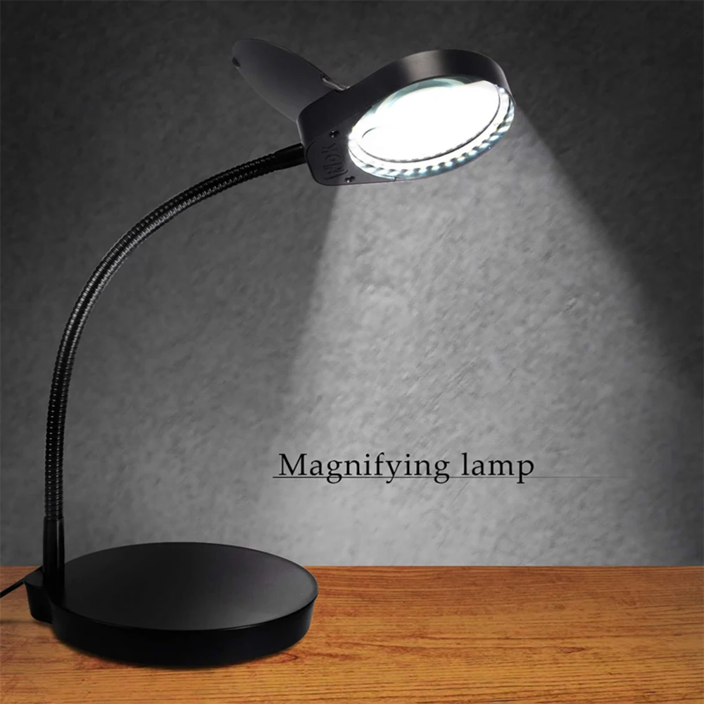 Portable Table Magnifier Glass 3X10X Desktop Inspection Magnifying With Adjust 38 LED Lamp For Reading Phone PCB Repair